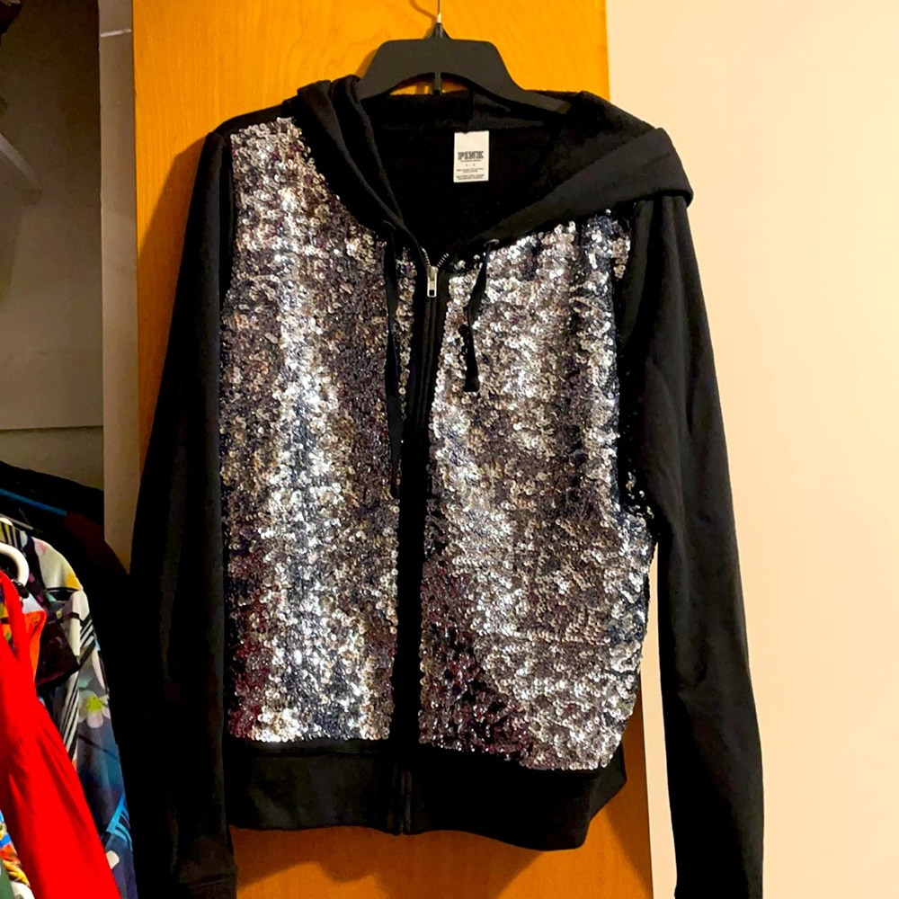 PINK sequin hoodie